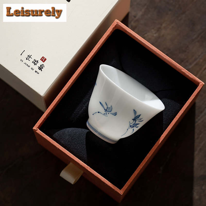 Handmade Ceramic Mug - Tasse à thé orchidée papillon peinte