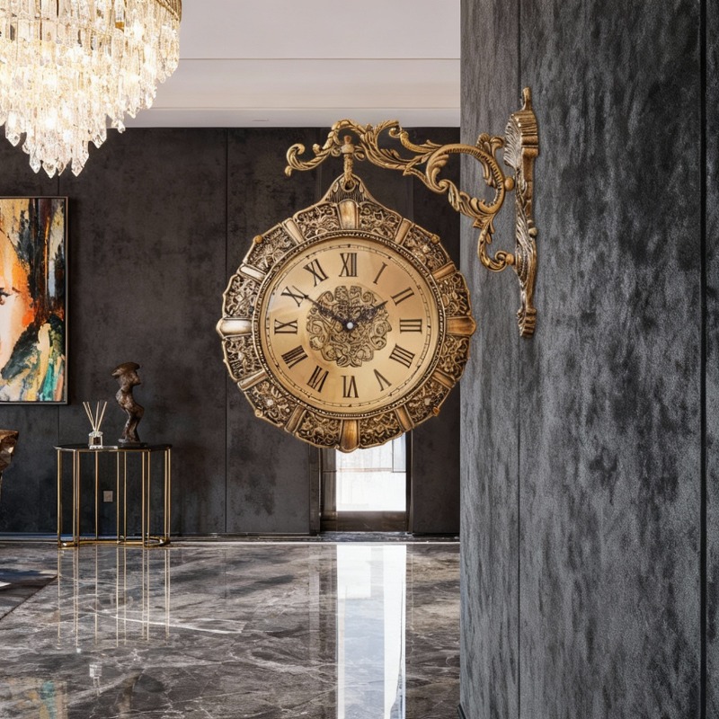 Luxury Lifestyle Aesthetics - Horloge murale rétro nordique pour salon,