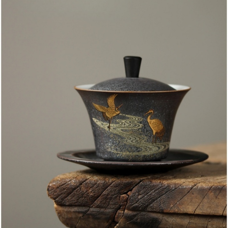 Handmade Ceramic Mug - Grue en céramique Gaiwan, service à