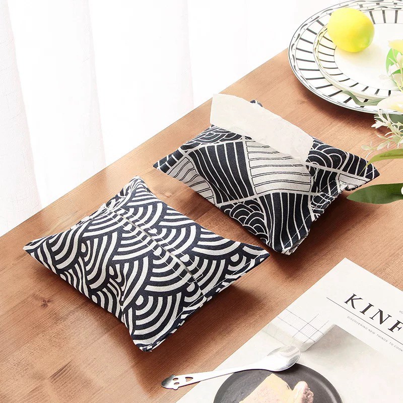 Linen Napkin Set - Boîte à mouchoirs en coton et