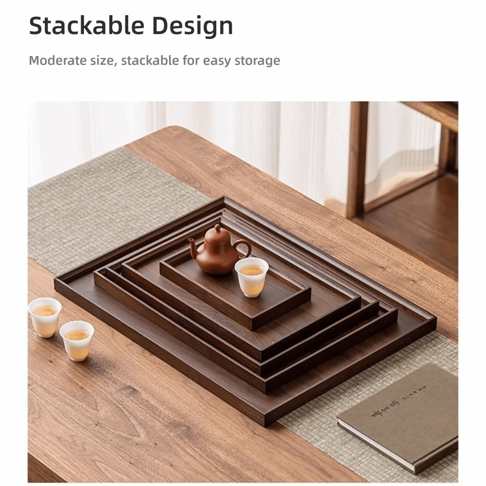 Wooden Serving Tray - Plateau décoratif en bambou naturel, plateau