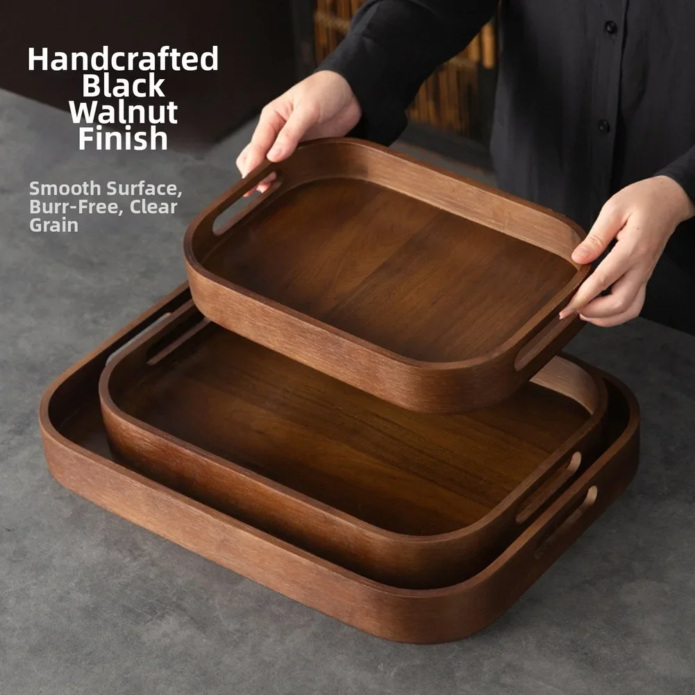 Wooden Serving Tray - Plateau à thé en bois avec