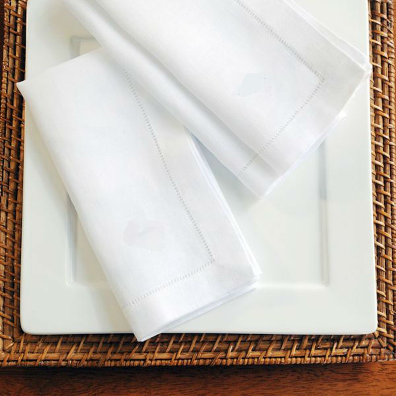 Serviettes blanches à ourlet,  - Linen Napkin Set avis et prix