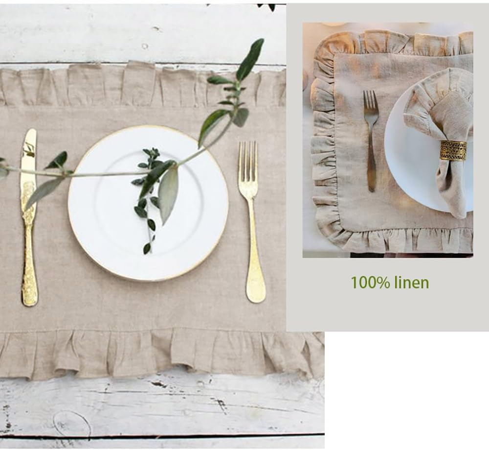 Lot de 4 serviettes de table à - Linen Napkin Set avis et prix